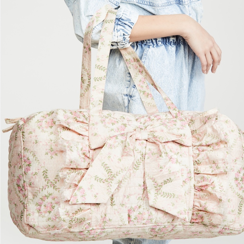 LOVESHACKFANCY VINTAGE SILK TRAVEL WEEKENDER BAG